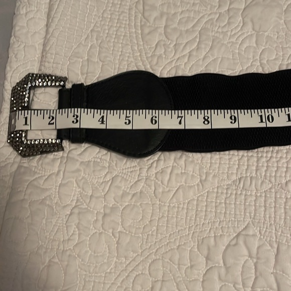Black Rhinestone Statement Belt with Large Buckle - Picture 8 of 12